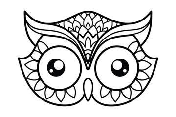 Line art design of a owl head with mandala vector illustration.eps
