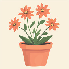 Illustration vector of BARBERTON DAISY Pot