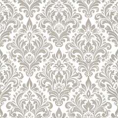 Soft Gray color Damask seamless pattern element background