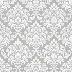 Soft Gray color Damask seamless pattern element background