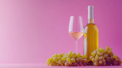 Fototapeta premium Wine glass and Bottle on a wooden background