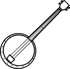 Banjo line art illustration.