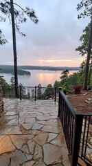 Lakeside Patio Sunset View, Calm Morning