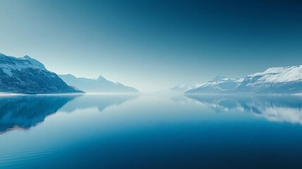 Serene Mountain Lake Reflecting Snowy Peaks