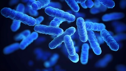 Microscopic view of blue bacteria, ideal for scientific or medical visuals