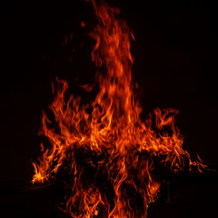 Fire flames on black background. Fire burn flame isolated. Fire flames texture. Flaming burning...