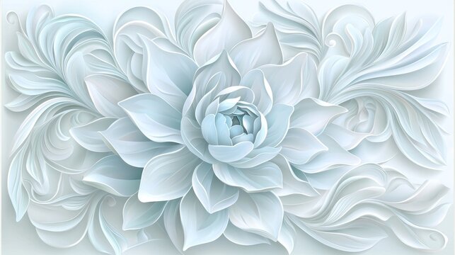 Light Blue Floral Relief Design on Light Background