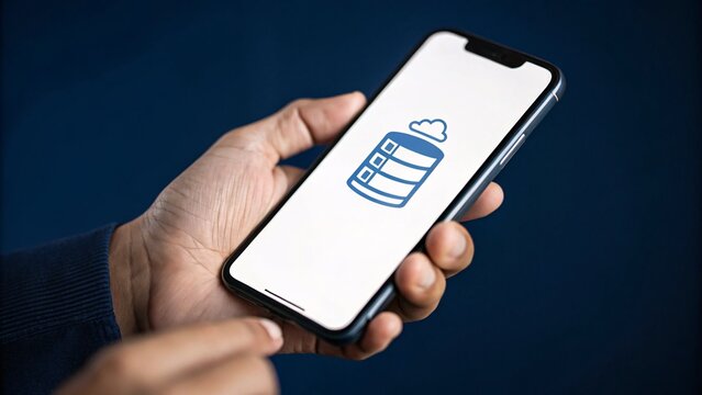 A person holding a mobile phone displaying a storage icon, symbolizing the merging of technology and commerce for future business innovation. - Powered by Adobe