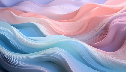 Obraz premium Abstract Waves in Pastel Hues: A captivating and serene abstract background image featuring mesmerizing waves of pastel blue, pink, and white hues, evoking a sense of calm and tranquility.