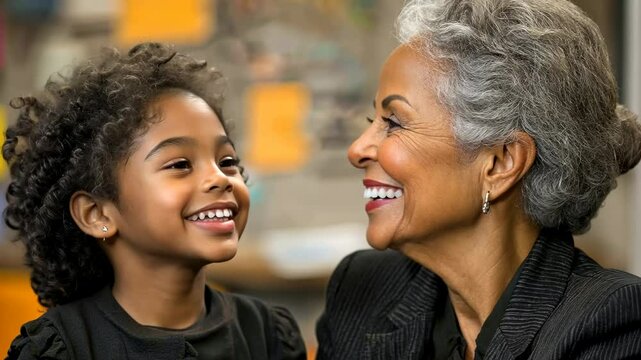 African American grandmother and granddaughter sharing secrets and bonding intimately. Family bonding, intergenerational love, cultural heritage, authentic lifestyle, warm storytelling.