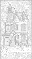 Obraz premium Detailed House & Home Building Design Coloring Book: Outline Sketch Doodle Illustrations with Page Drawing Elements