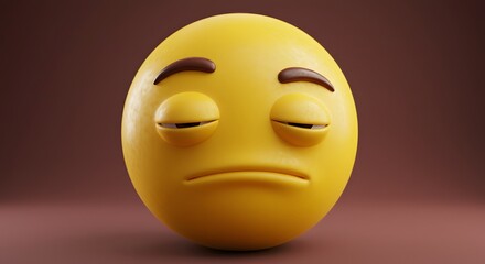 Emoji Showing Sadness or Boredom on Brown Background for Digital Communication