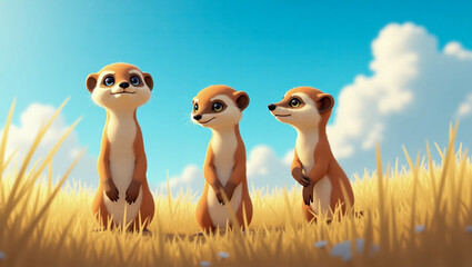 AI-generated images of a 3D animation-style cute baby Meerkat