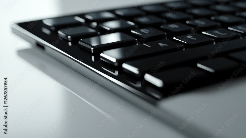 Aufkleber Modern keyboard design on a sleek surface showcasing clean lines and contrasts in a well lit workspace. Generative AI