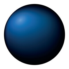 Glass blue ball or precious pearl. Glossy realistic ball, 3D abstract vector illustration highlighted on a white background. Big metal bubble with shadow.