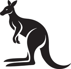 kangaroo silhouette, black and white silhouette, vector and illustration