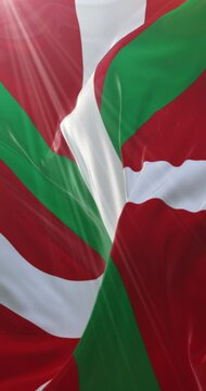 Basque country flag named Ikurri&ntilde;a. Loop. 4K Vertical