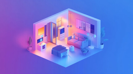 A smart home concept featuring remote control of household functions via a mobile application