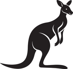kangaroo silhouette, black and white silhouette, vector and illustration