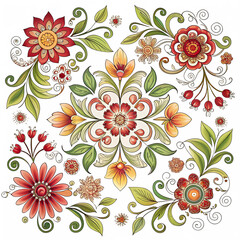 Floral design elements decoration isolated on transparent background.