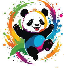 Colorful Panda vector design, Panda logo and icon Design, Panda Illustration vector design