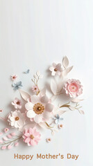 Elegant minimalist mother's day card design with delicate floral arrangement