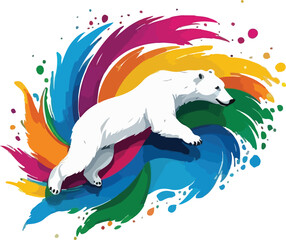 Colorful Polar Bear vector design, Polar Bear logo and icon Design, Polar Bear Illustration vector design