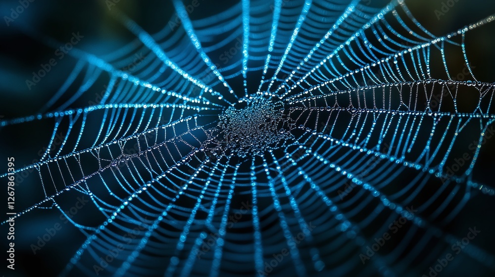 Wall mural detailed spider web closeup showing fine tangled threads natural sticky silk net and arachnid design
