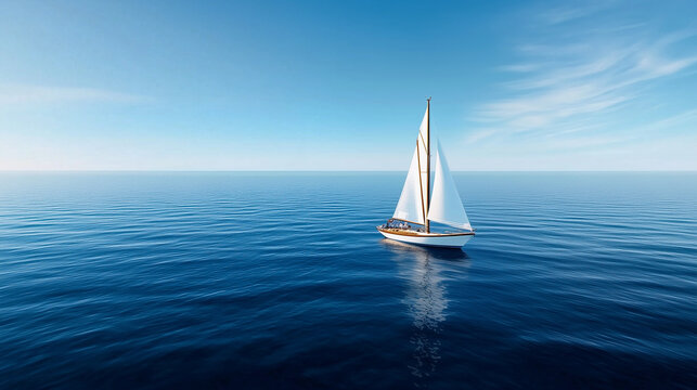 Calm background. Vintage view of a sailing ship grand view of an old sailing ship from the times of pirates and the middle ages on the high seas with big waves and with a beautiful sky