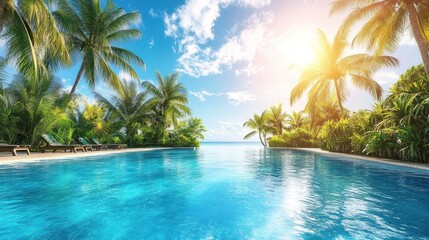Obraz premium Tropical Paradise Poolside Relaxation Scene