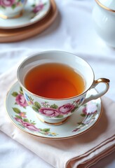 English tea in a bone china cup