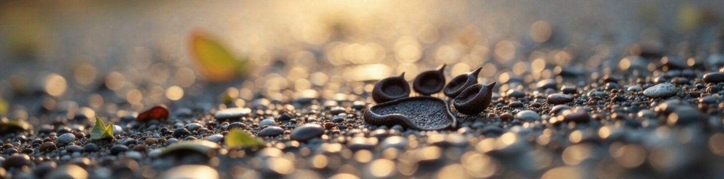 Dog's small paw print on dry pavement , paw print, pavage, dry road