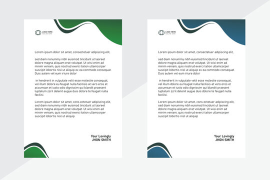 Cline and modern business letterhead templet design with two gradient  color
