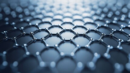 A close-up view of a molecular structure showcasing interconnected hexagonal patterns, emphasizing the intricate design of materials at the nano level.
