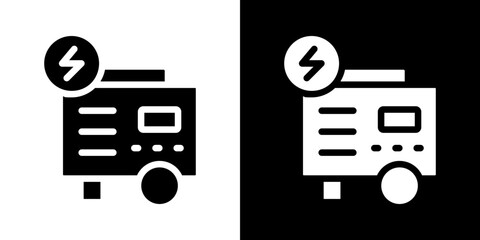 Electric generator icons vectors set in solid style.
