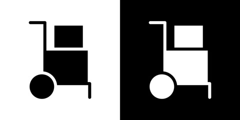 Hand truck icons vectors set in solid style.