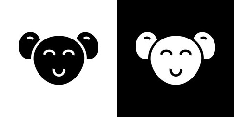 Koala head icons vectors set in solid style.