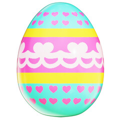 Easter Theme Cute Easter Egg Deco on transparent background , 3D Rendering