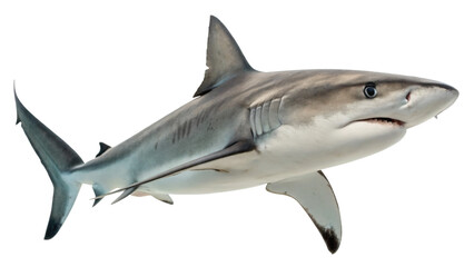 Obraz premium Gray Reef Shark in Profile Against white Background