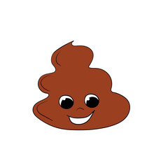 Cartoon poo, template icon. Kawaii poop isolated on white background. Shit pattern, evil turd. Vector illustration for invitation, poster, card, fabric, textile. Doodle style.