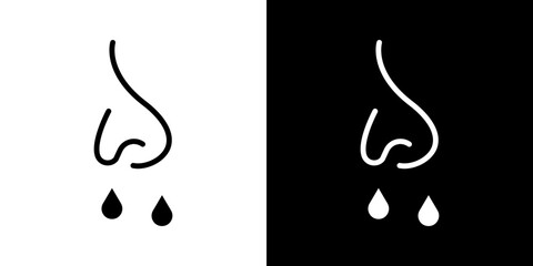 Runny nose icons vectors set in solid style.