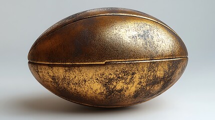 Stylized golden rugby ball positioned dynamically with dramatic shadows