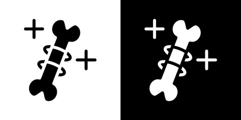 Strong healthy bones icons vectors set in solid style.