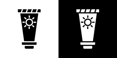 Sun cream icons vectors set in solid style.