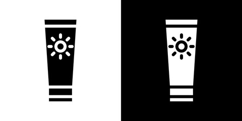 Sunscreen icons vectors set in solid style.