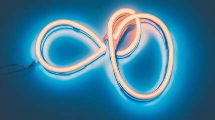 Fototapeta premium Abstract Neon Infinity Sign on Blue Background