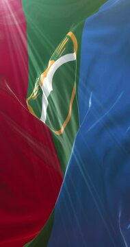 Flag of Karachay Cherkessia. 4K Vertical. Loop