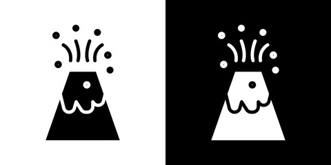 Volcano eruption icons vectors set in solid style.