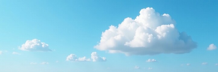 Soft white cloud floats in clear blue sky with gentle wisps , weather, serene