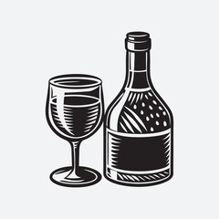 Wine Bottle vector art illustration file 